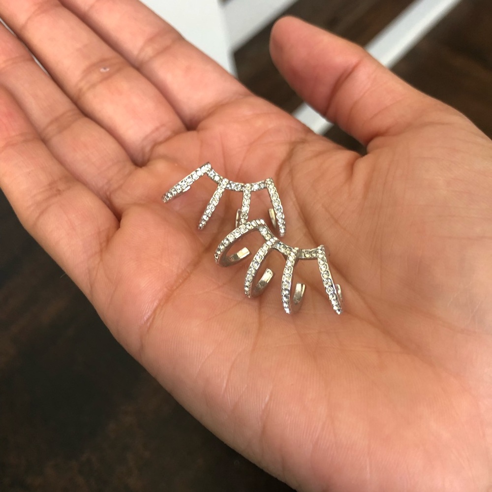 Nadri multi hoop silver earrings